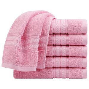 Hand Towels 100% Cotton 6 Pcs Ringspun Face Towels Pink